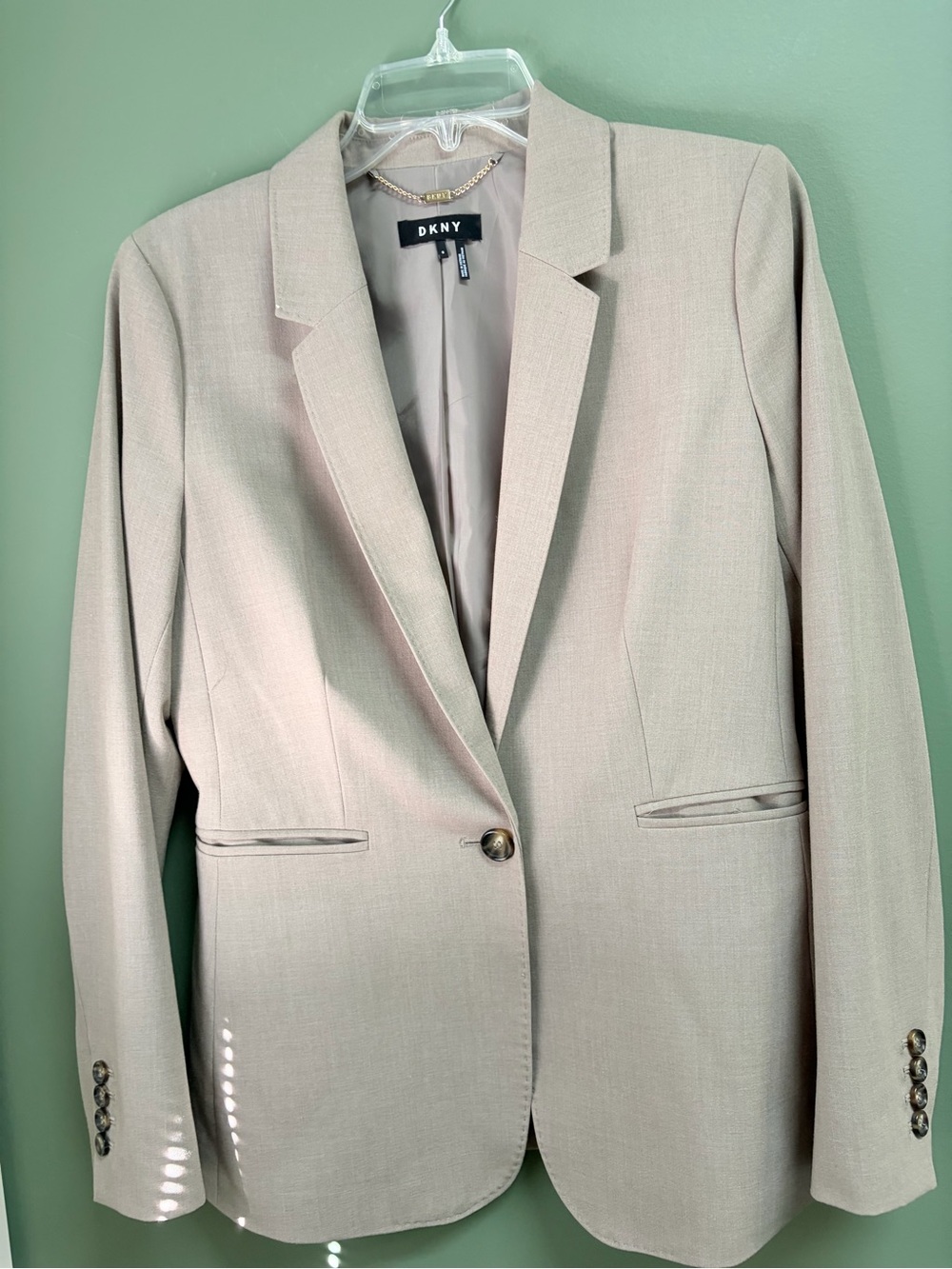DKNY Women's Light Beige Single-Button Blazer